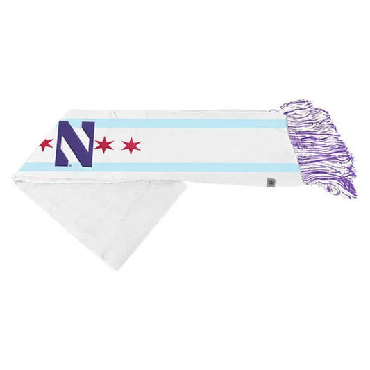 Northwestern University Wildcats Knit Scarf Of Chicago Flag with Stylized N Design