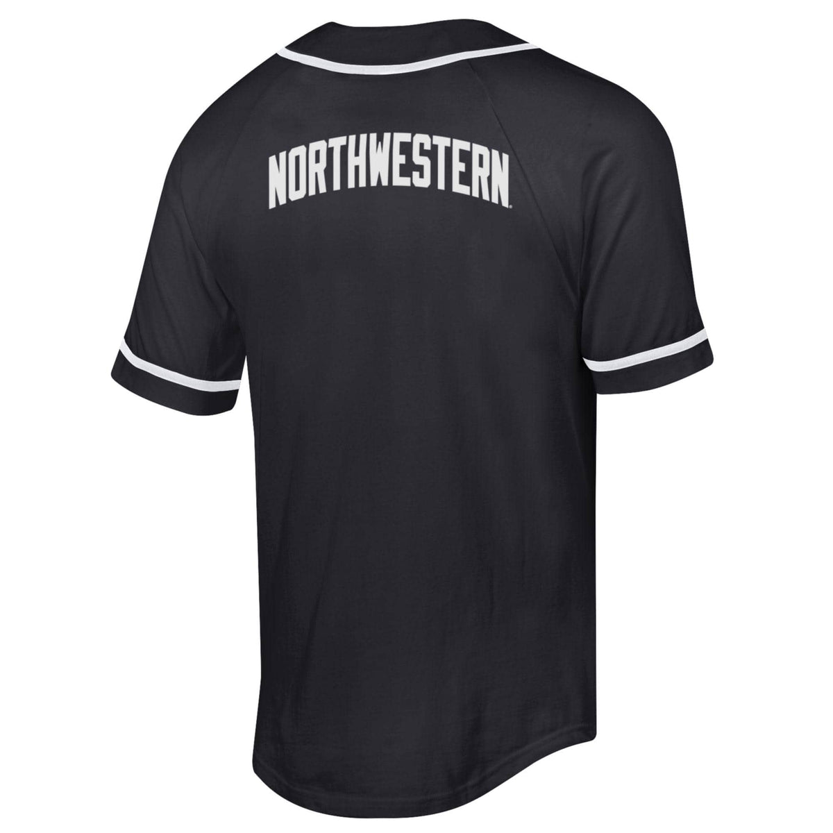 Northwestern University Wildcats Champion Black Braided Baseball Jersey with Left Chest and Full Back Design -Back