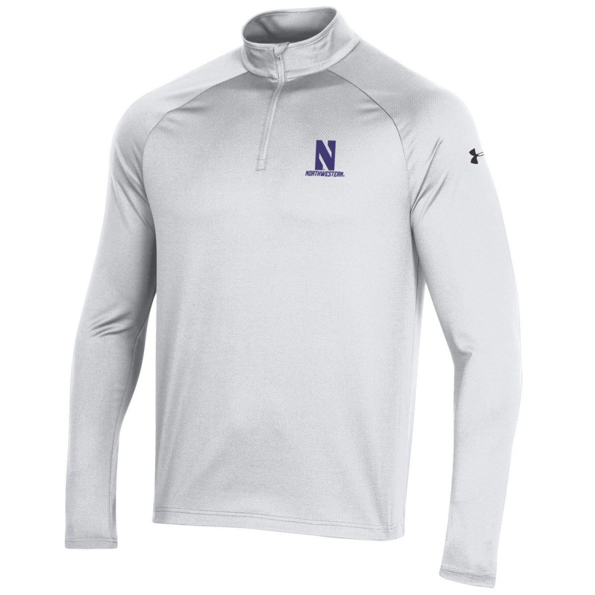 Northwestern University Wildcats Men’s Under Armour Performance 2.0 1/4 Zip with Stylized N Design in White Color