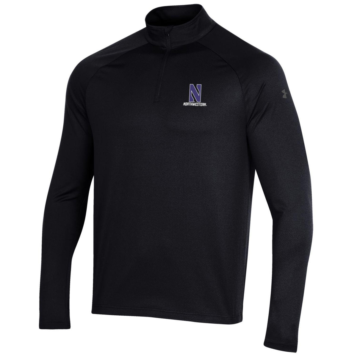 Northwestern University Wildcats Men’s Under Armour Performance 2.0 1/4 Zip with Stylized N Design in Black Color
