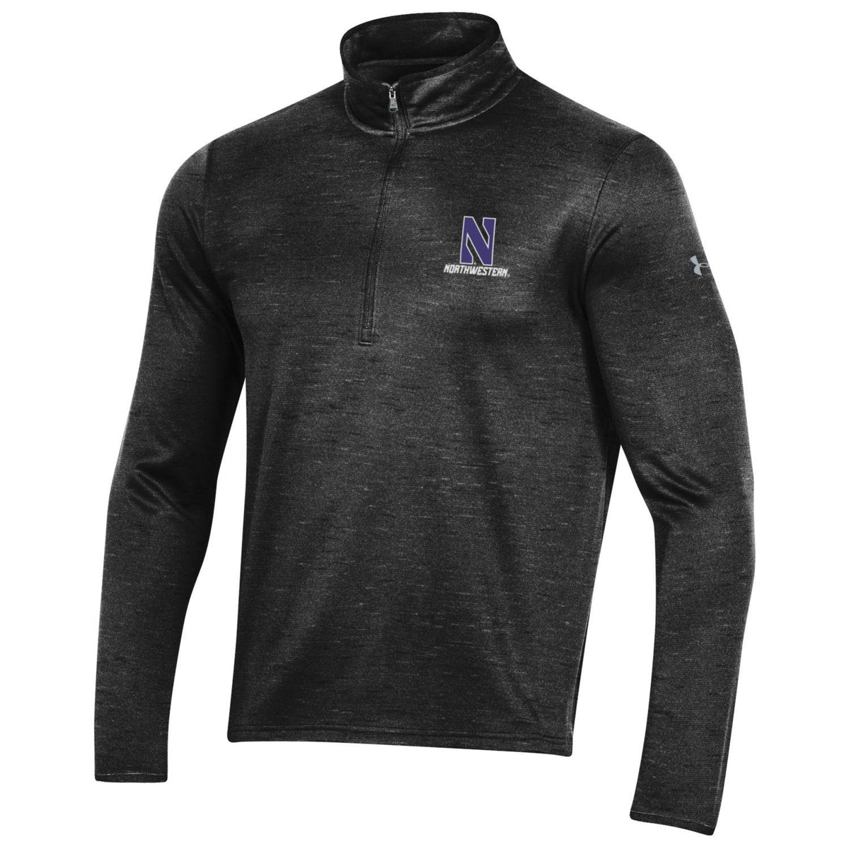Northwestern University Wildcats Men’s Under Armour Fleece 1/2 Zip with Stylized N Design in Black Novelty Color