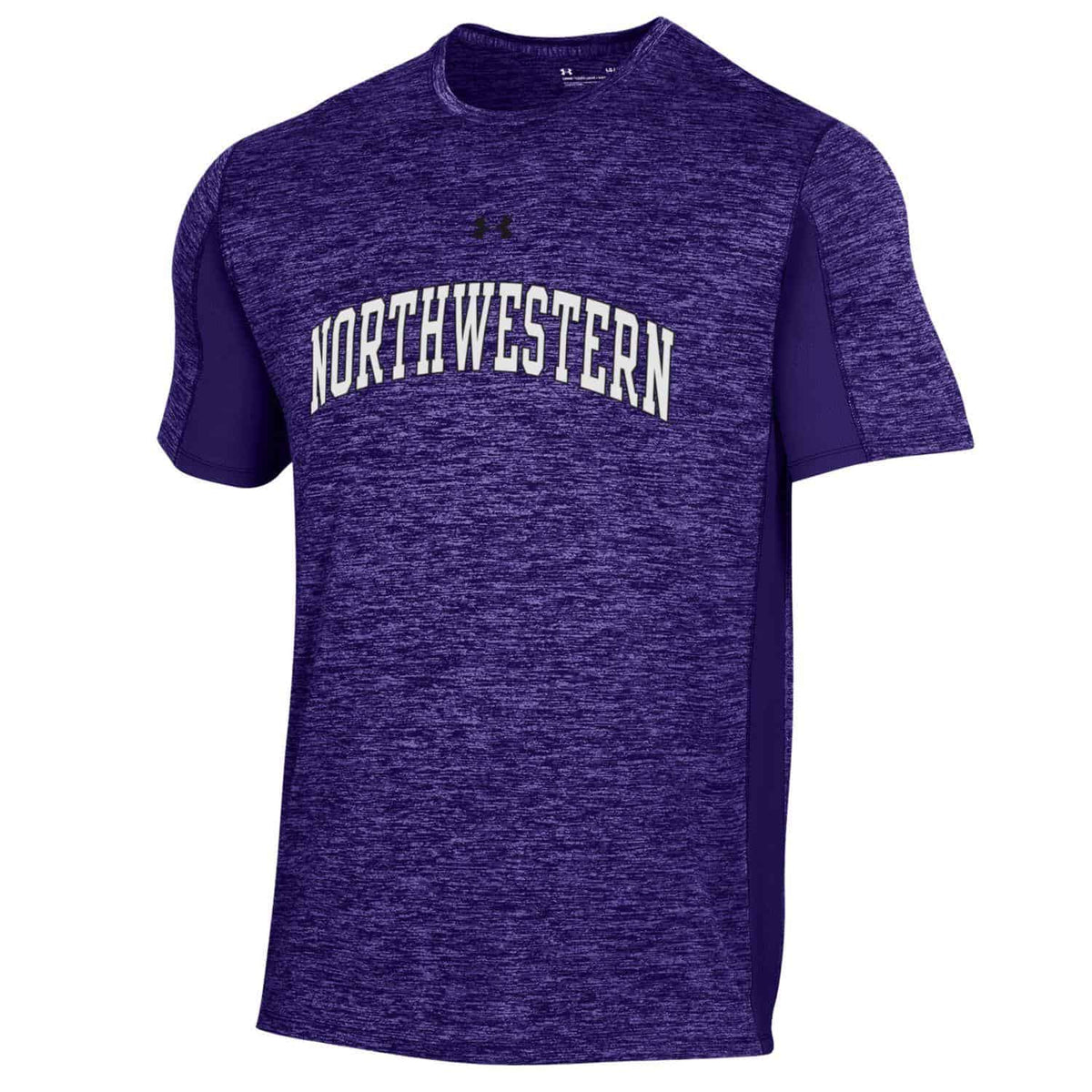 Northwestern University Wildcats Men’s Under Armour Purple Tech Performance Mesh Short Sleeve Tee with Arched Northwestern Design