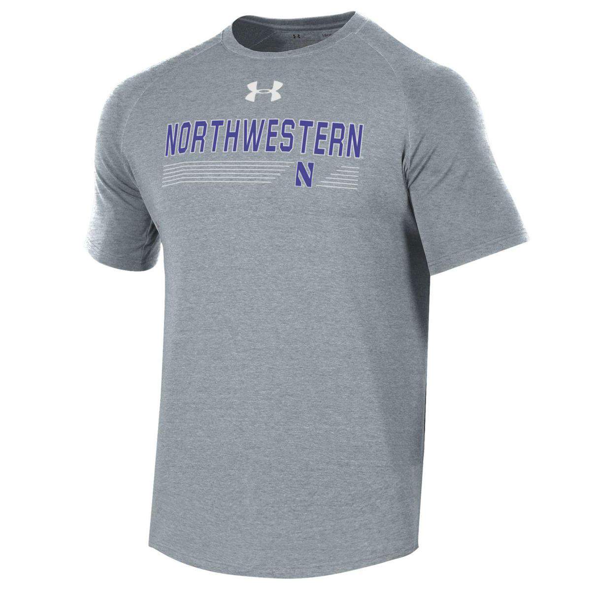 Northwestern University Wildcats Men’s Under Armour Free Style Long Line Heather Grey Tee