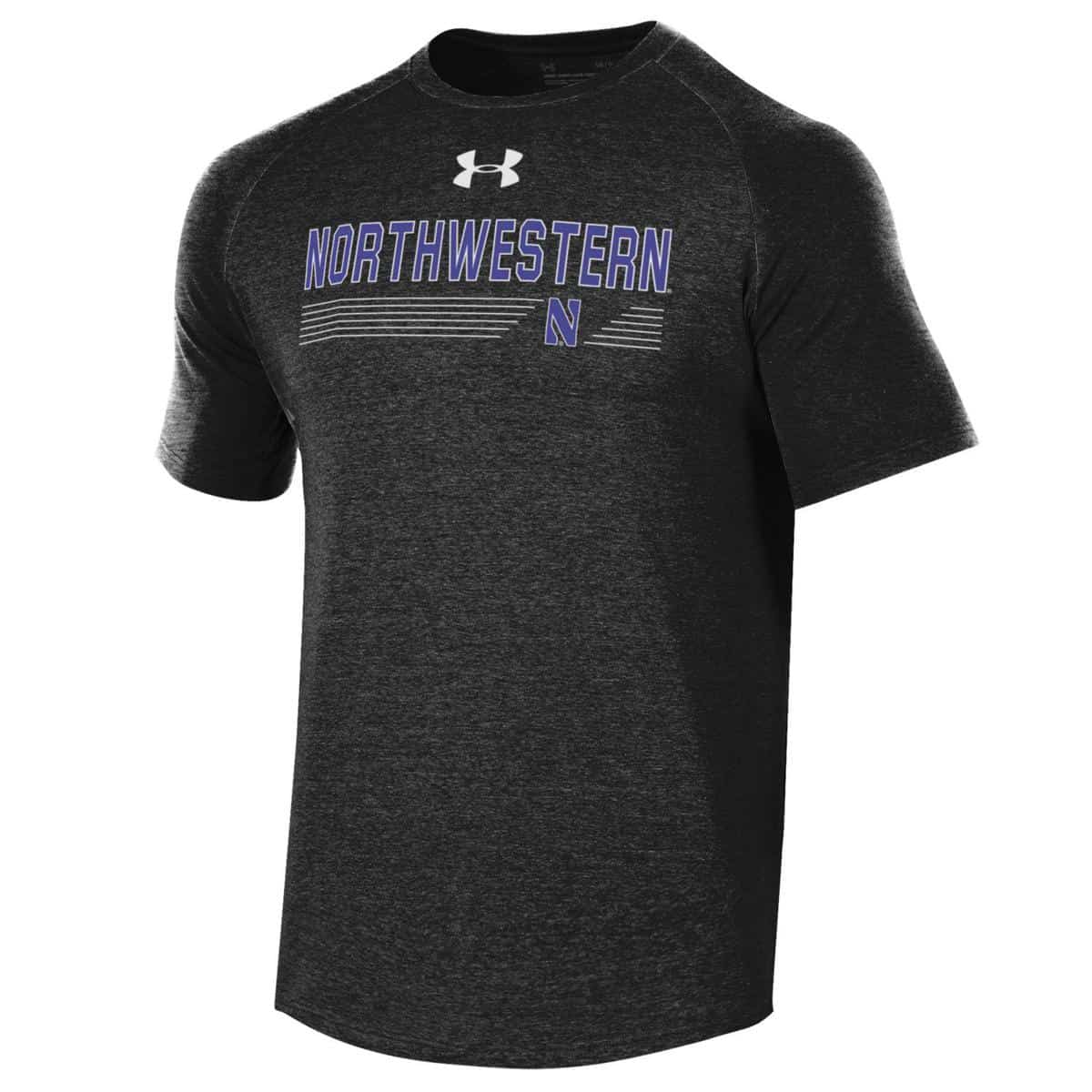 Northwestern University Wildcats Men’s Under Armour Free Style Long Line Heather Black Tee