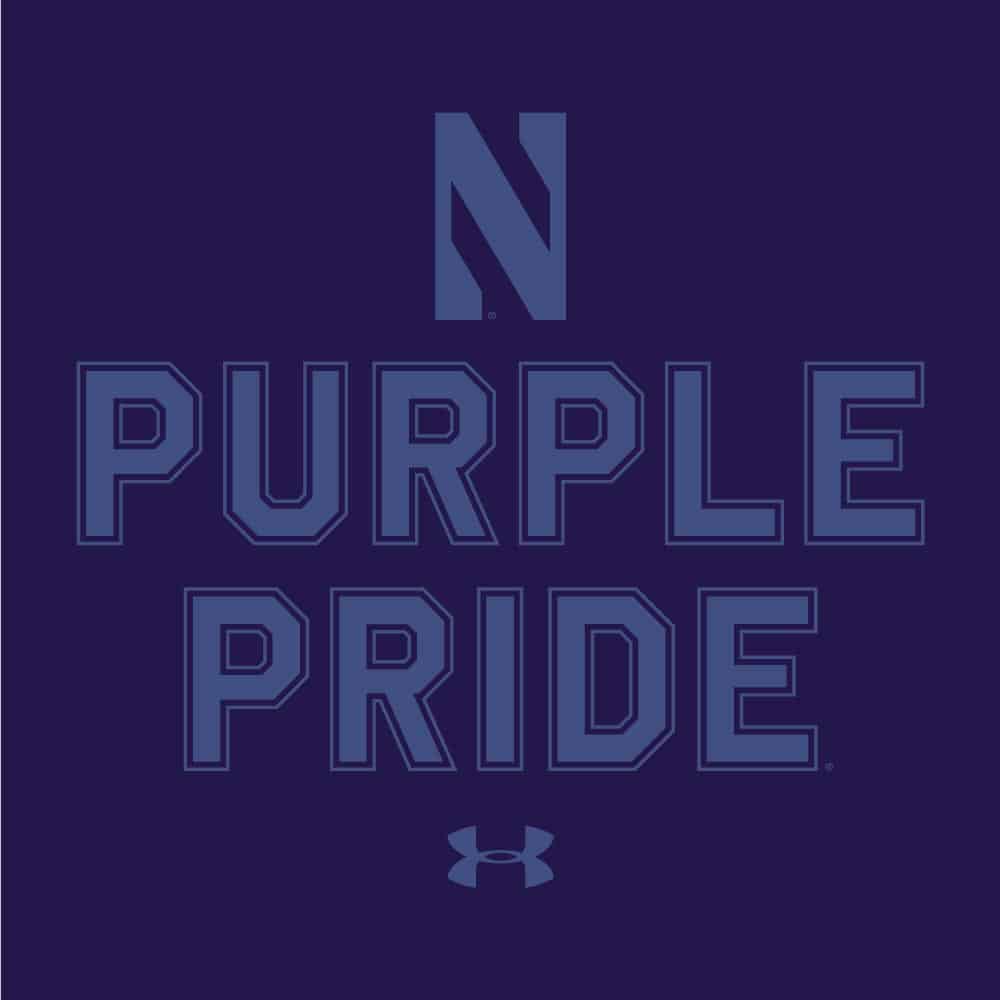 Northwestern University Wildcats Men’s Under Armour Purple T-Shirt with the Purple Pride Design