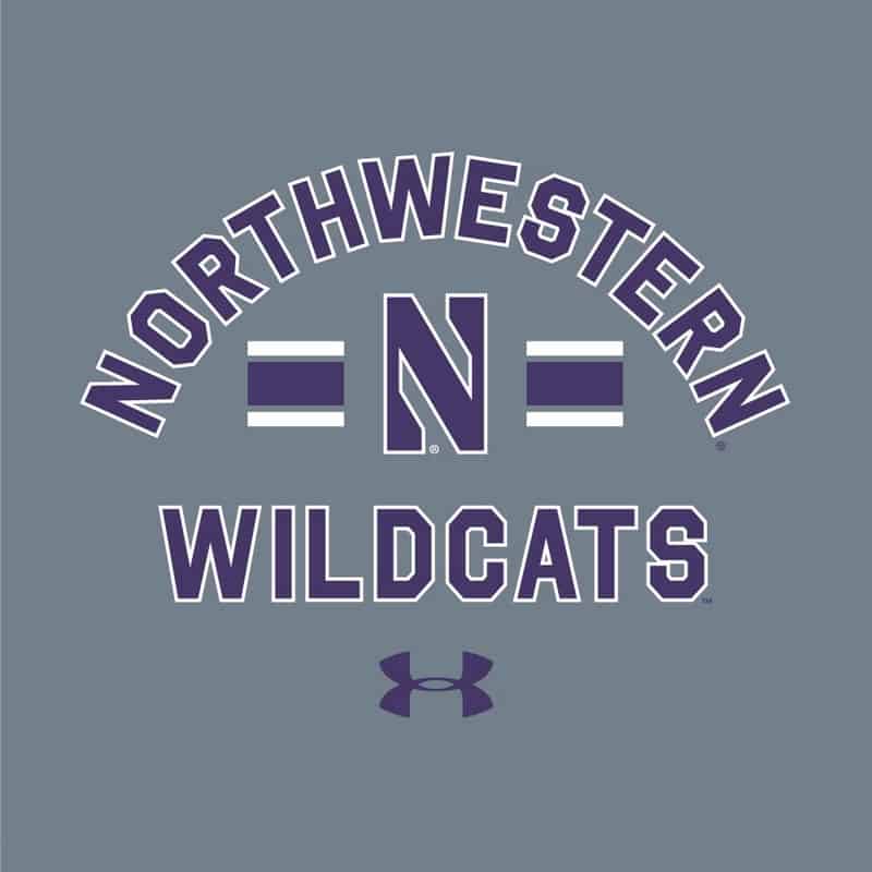 Northwestern University Wildcats Men’s Under Armour Carbon Grey Heather All Day Fleece Hood With Stylized N Design