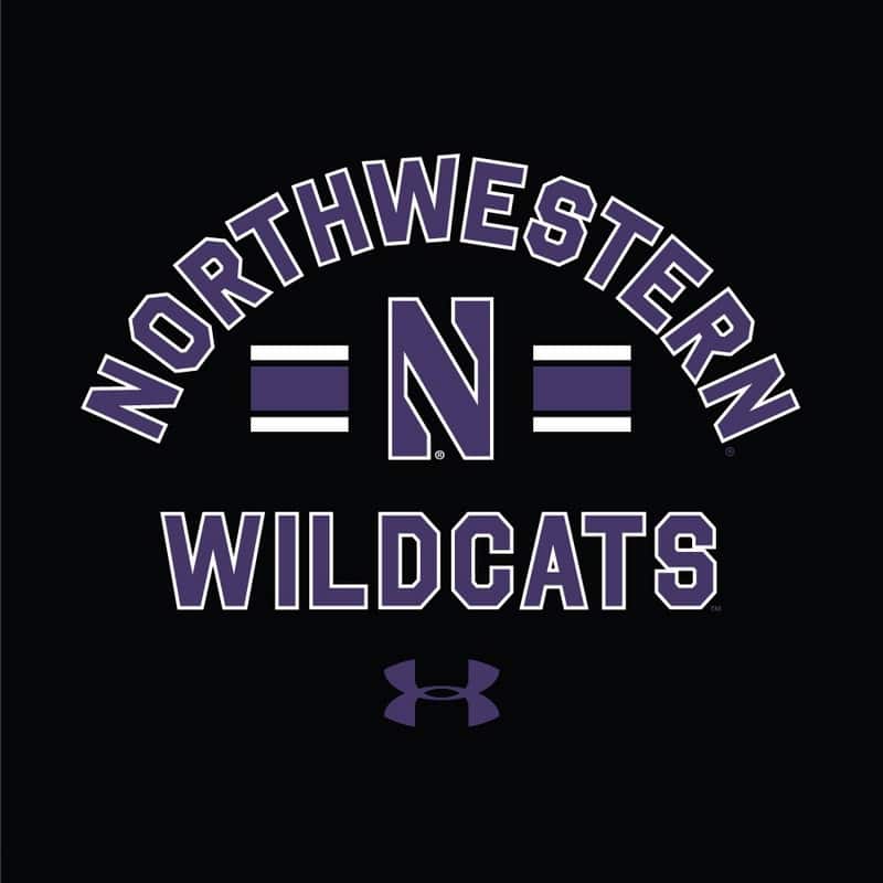 Northwestern University Wildcats Men’s Under Armour Black All Day Fleece Hood With Stylized N Design