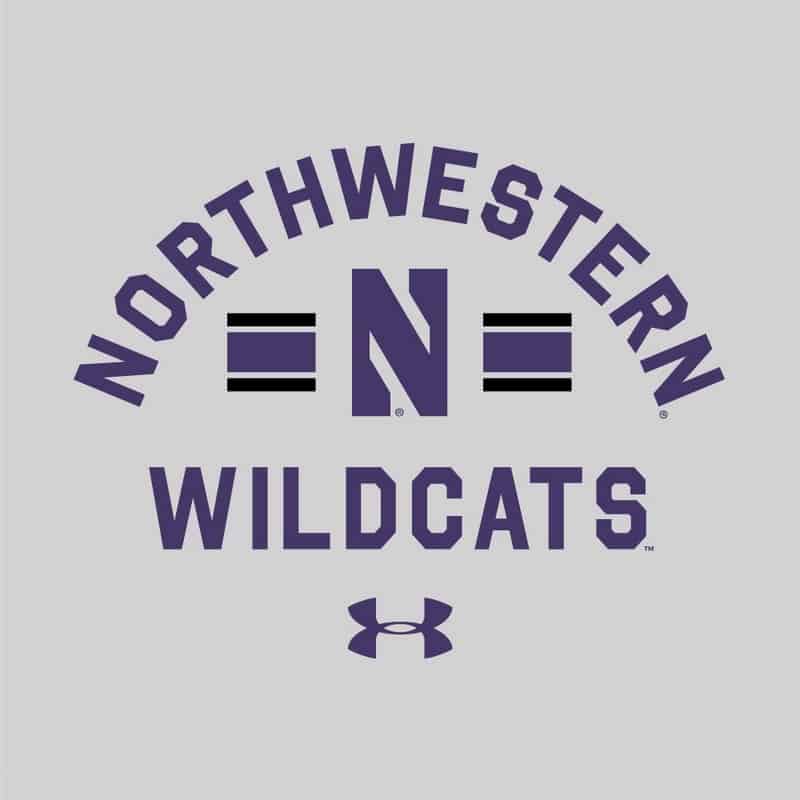 Northwestern University Wildcats Men’s Under Armour Silver Heather All Day Fleece Hood With Stylized N Design