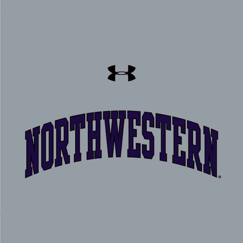 Northwestern University Wildcats Ladies Under Armour Steel Heather Performance Cotton Short Sleeve Tee With Northwestern Arch Design