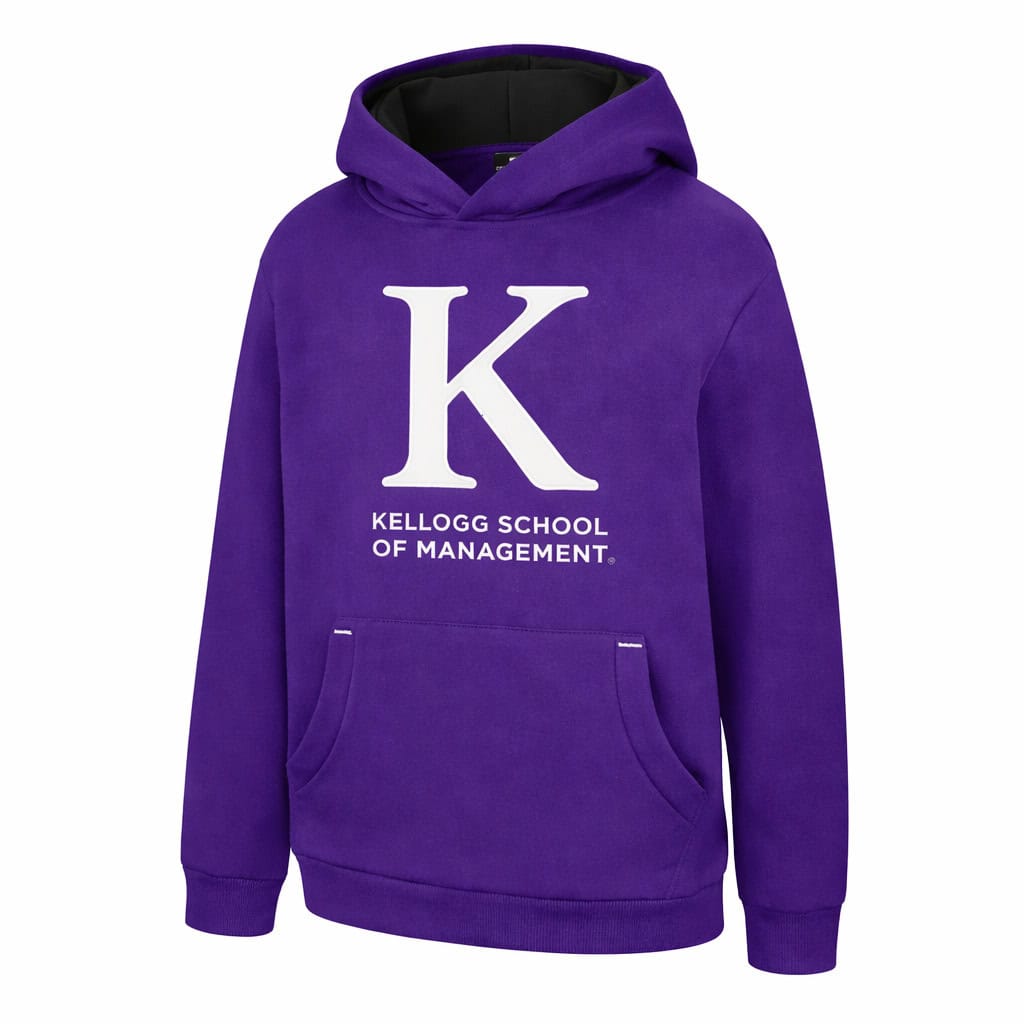 Northwestern I Kellogg Colosseum Youth Purple Hooded Sweatshirt with K Design