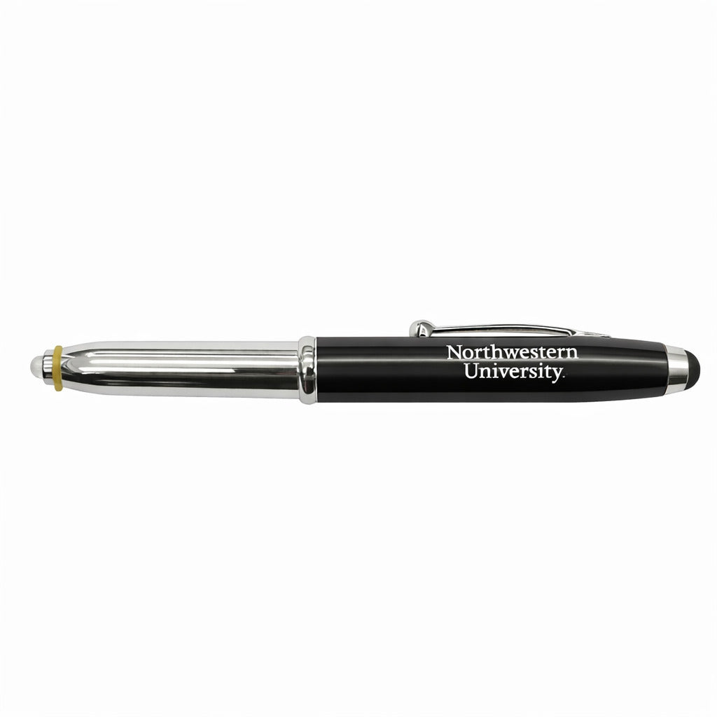 Northwestern University Wildcats Laser Engraved Black Triple Function LED Stylus Pen