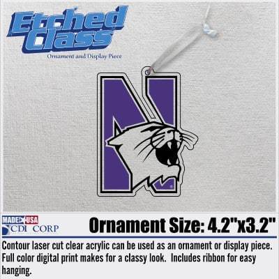 Northwestern University Wildcats Laser Cut Acrylic N-Cat Ornament