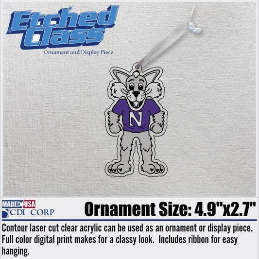 Northwestern University Wildcats Laser Cut Acrylic Willie the Wildcat Ornament