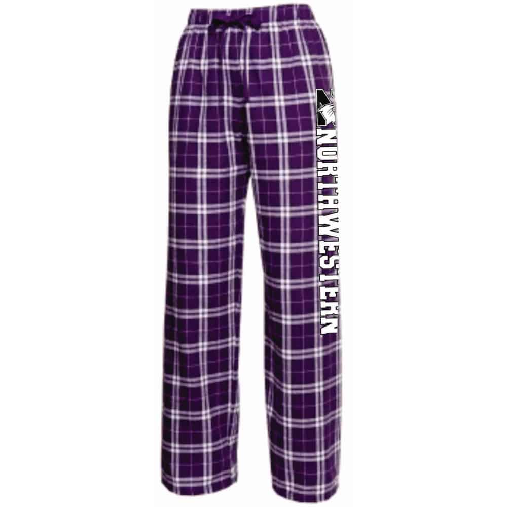 Northwestern University Wildcats Men's Purple Flannel Pants with Northwestern Down The Leg