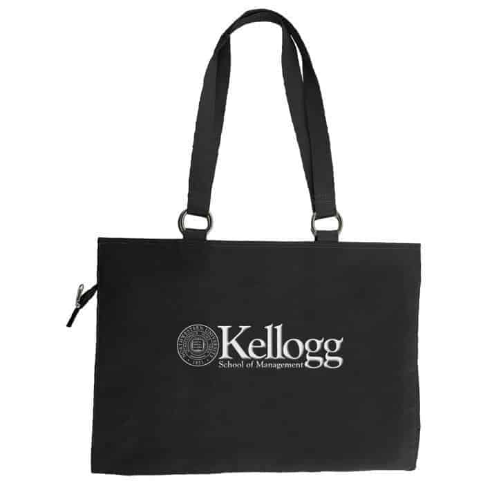 Northwestern Widcats Zippered Tote Bag with Embroidered Kellogg Design
