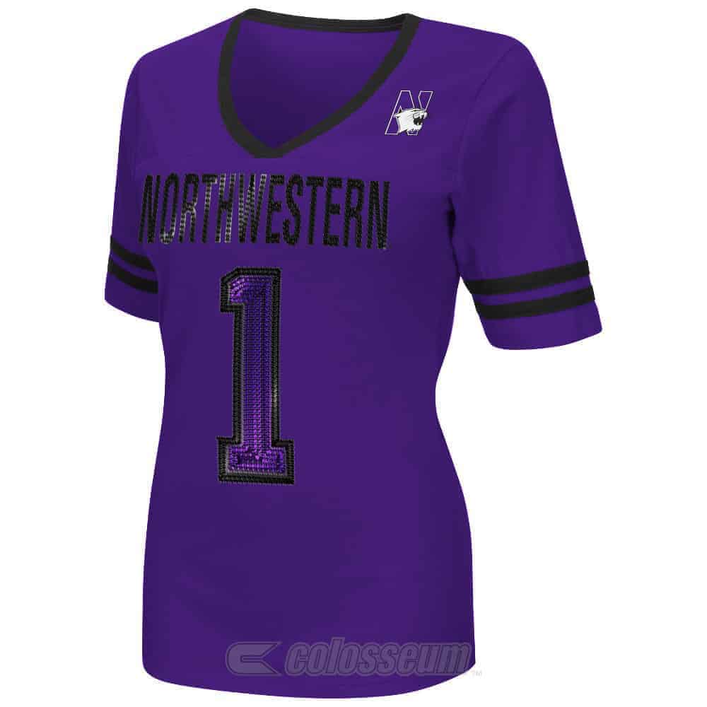 Northwestern Wildcats Colosseum Women's Discover V-Neck Short Sleeve Tee Shirt