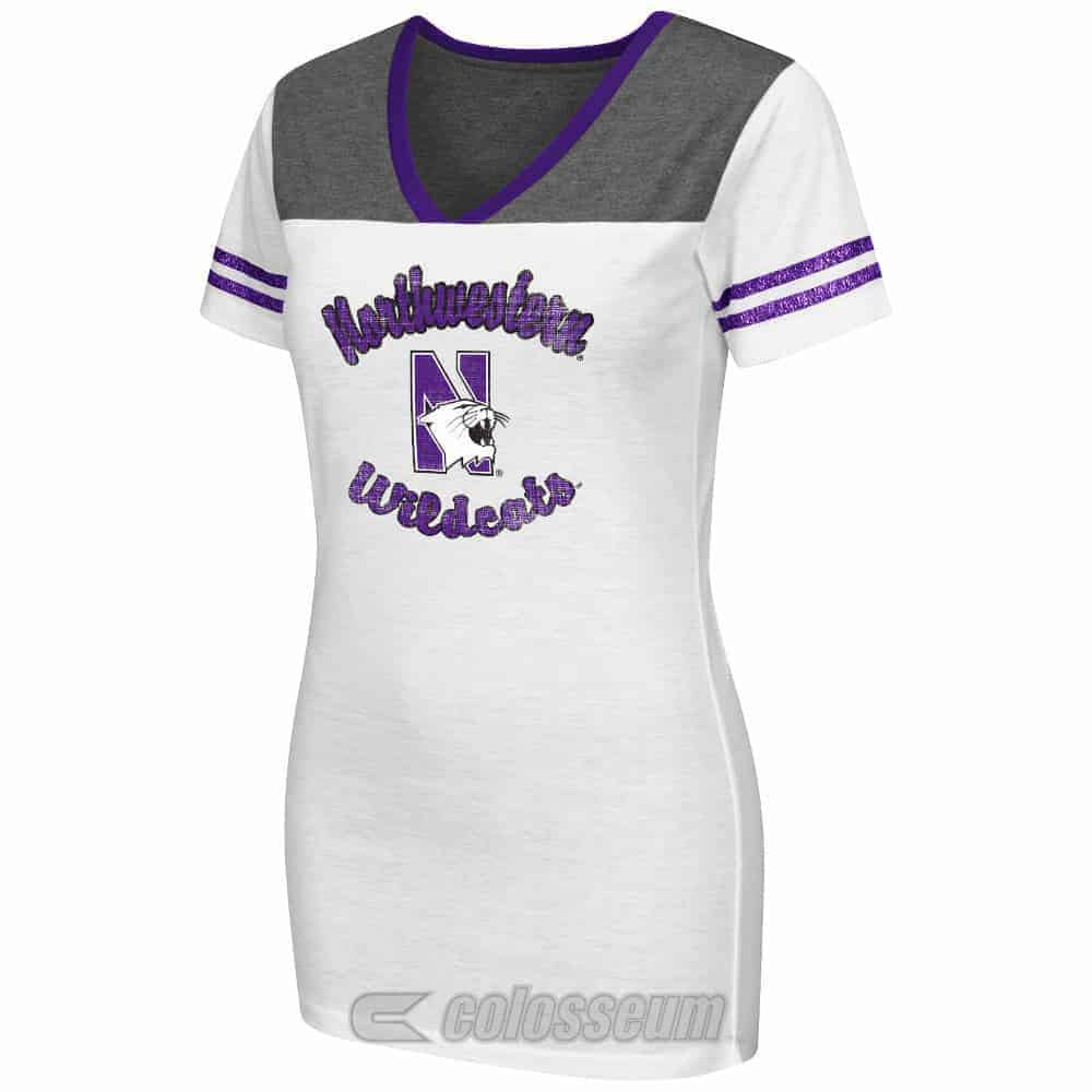 Northwestern Wildcats Colosseum Women's Pipeline V-Neck Short Sleeve Tee Shirt