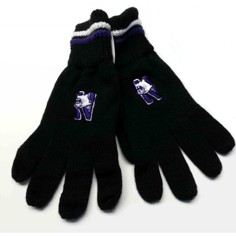 Northwestern Wildcats Adult Black Knit Gloves