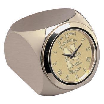 Northwestern Wildcats Mascot Design Gold Medallion Monte Carlo Desk Clock
