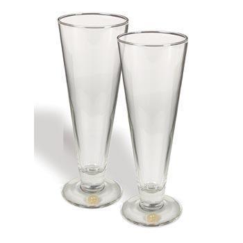 Northwestern Wildcats Mascot Design Gold Medallion Pilsner Beer Glasses
