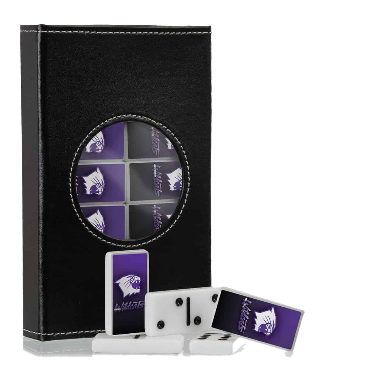 Northwestern Wildcats Domino Set in a Leatherite Case