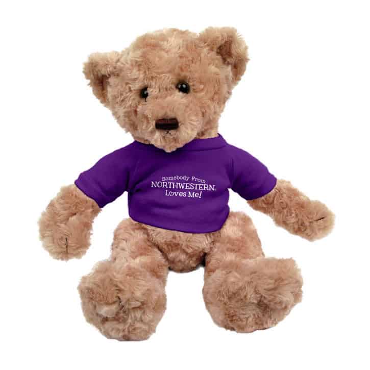 Northwestern Wildcats Tan Dexter Wearing Purple "Somebody From Northwestern Loves Me" Tee Shirt