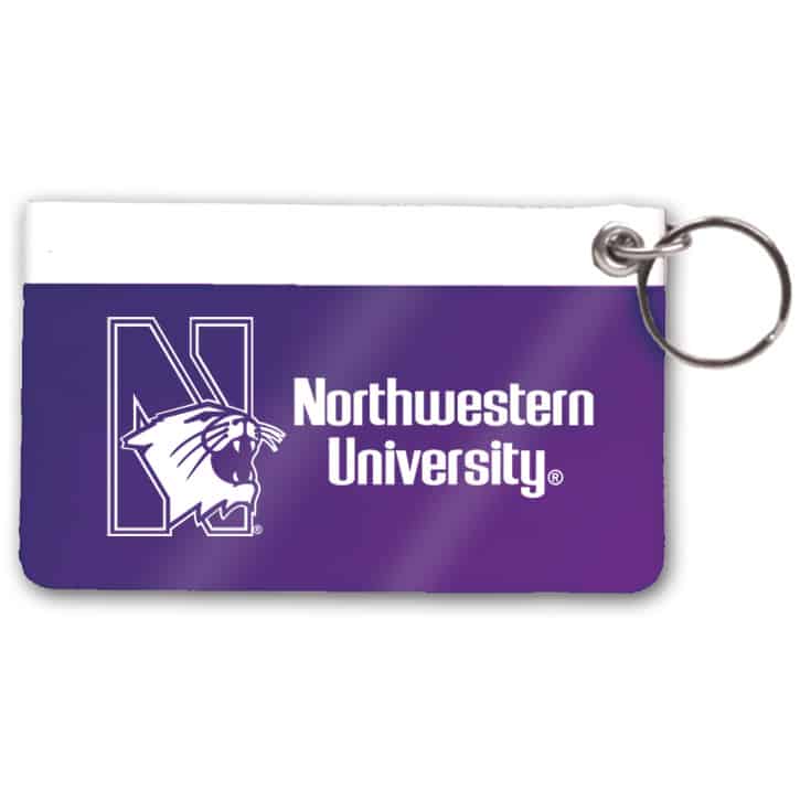 Northwestern Wildcats Purple & White Vynil I.D. Holder Key Chain with Printed "N-Cat Northwestern University"