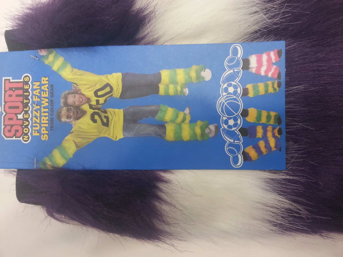 Purple/White Fuzzy Fan Spirit Legwarmers