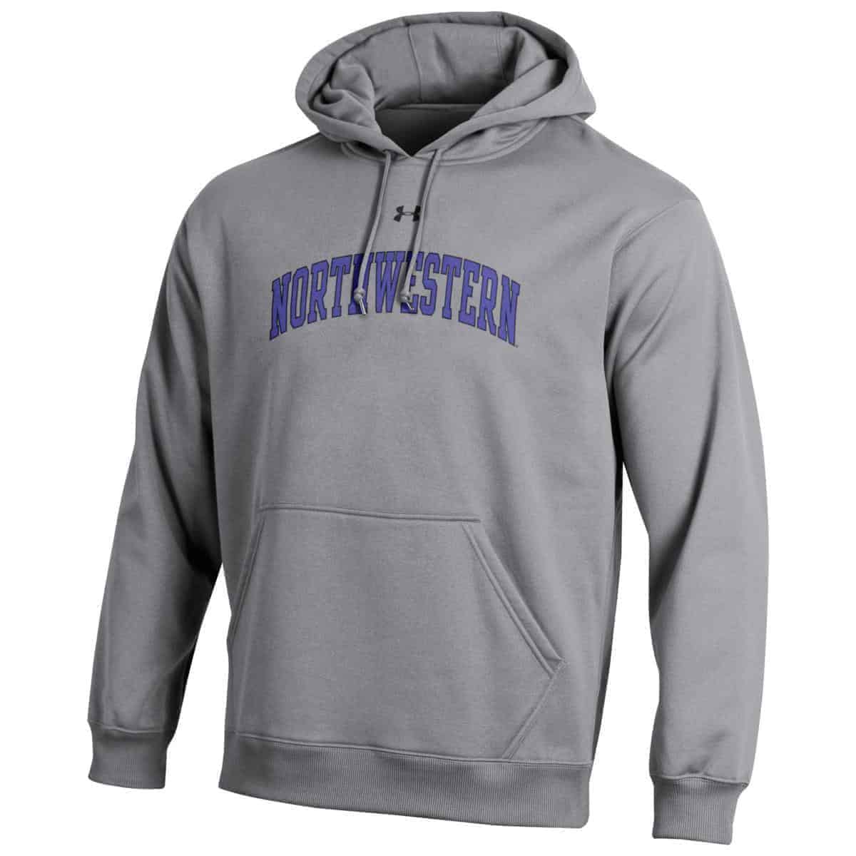 Northwestern Wildcats Under Armour Grey Fleece Hood with Printed Arched Northwestern