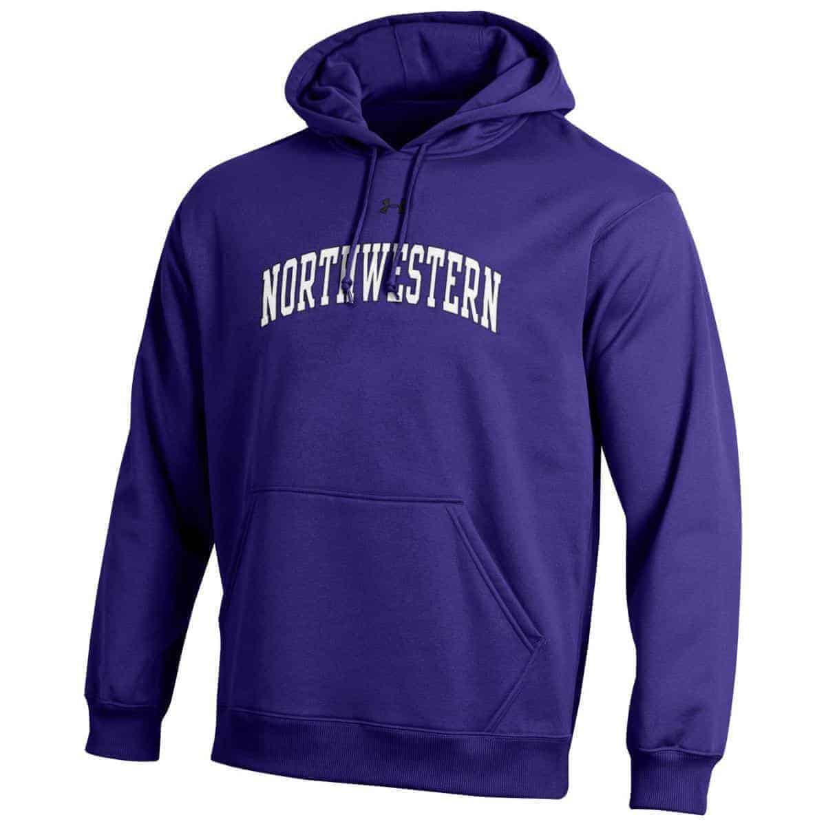 Northwestern Wildcats Under Armour Purple Fleece Hood with Printed Arched Northwestern