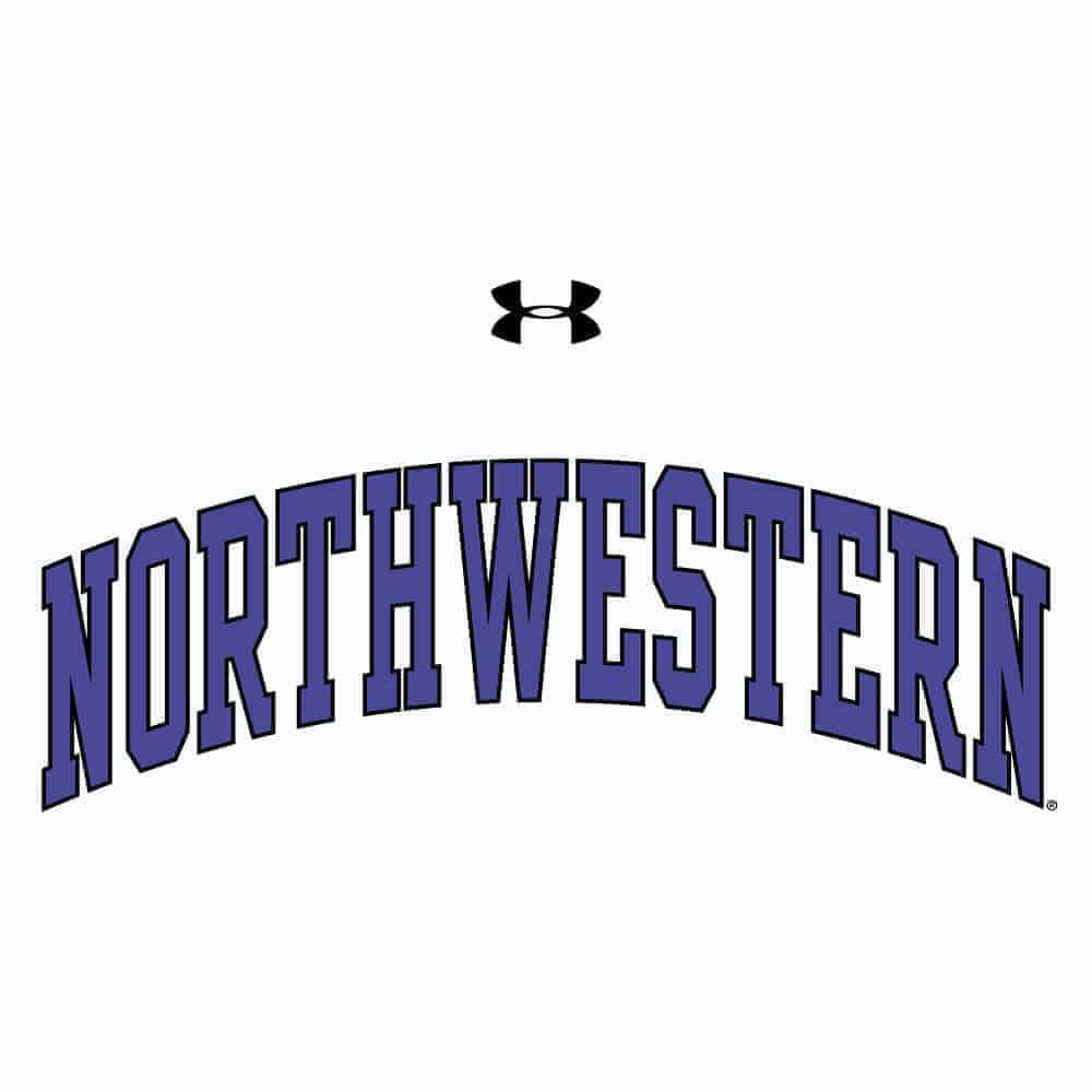 Northwestern University Wildcats Under Armour® Youth Tech White Short-Sleeve Tee Shirt with Printed Arched Northwestern Design