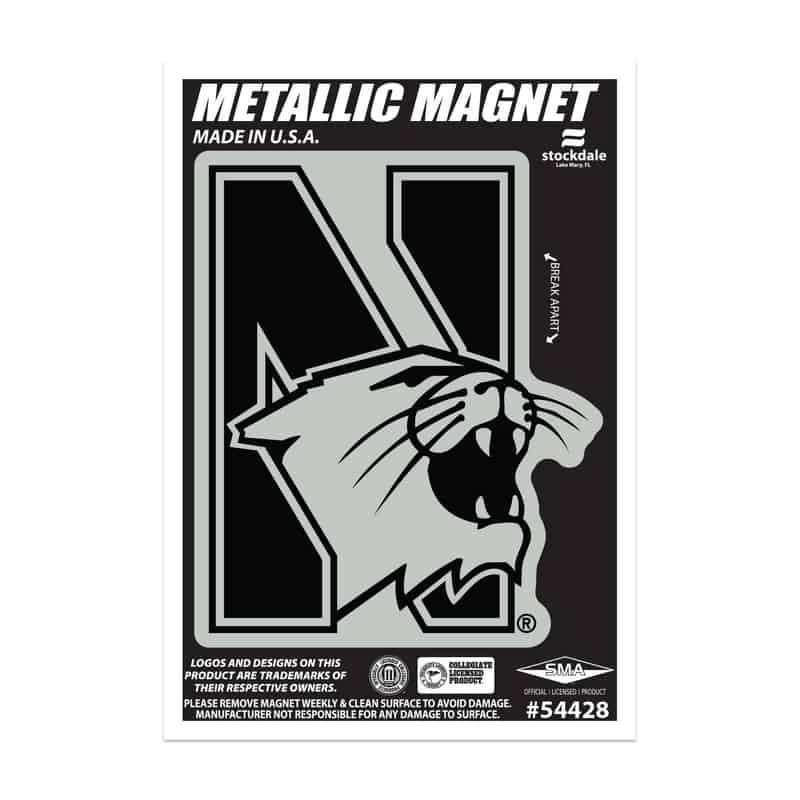 Northwestern Wildcats Indoor/Outdoor Flexible Metallic Magnet N-Cat Design 2.5"X4"