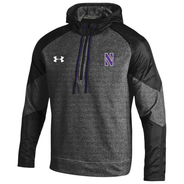 Northwestern University Wildcats Men’s Sideline Under Armour Men's CGI Superior Fleece Hooded 1/4 Zip Jacket