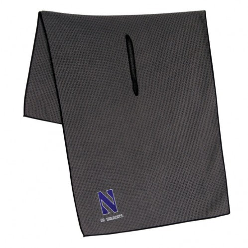 Northwestern Wildcats Grey Microfiber Towel with Stylized N Design 19" x 41"