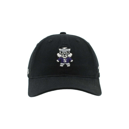Northwestern University Wildcats Zephyr Unconstructed Adjustable Black Hat with Tokyodachi Willie the Wildcat Design