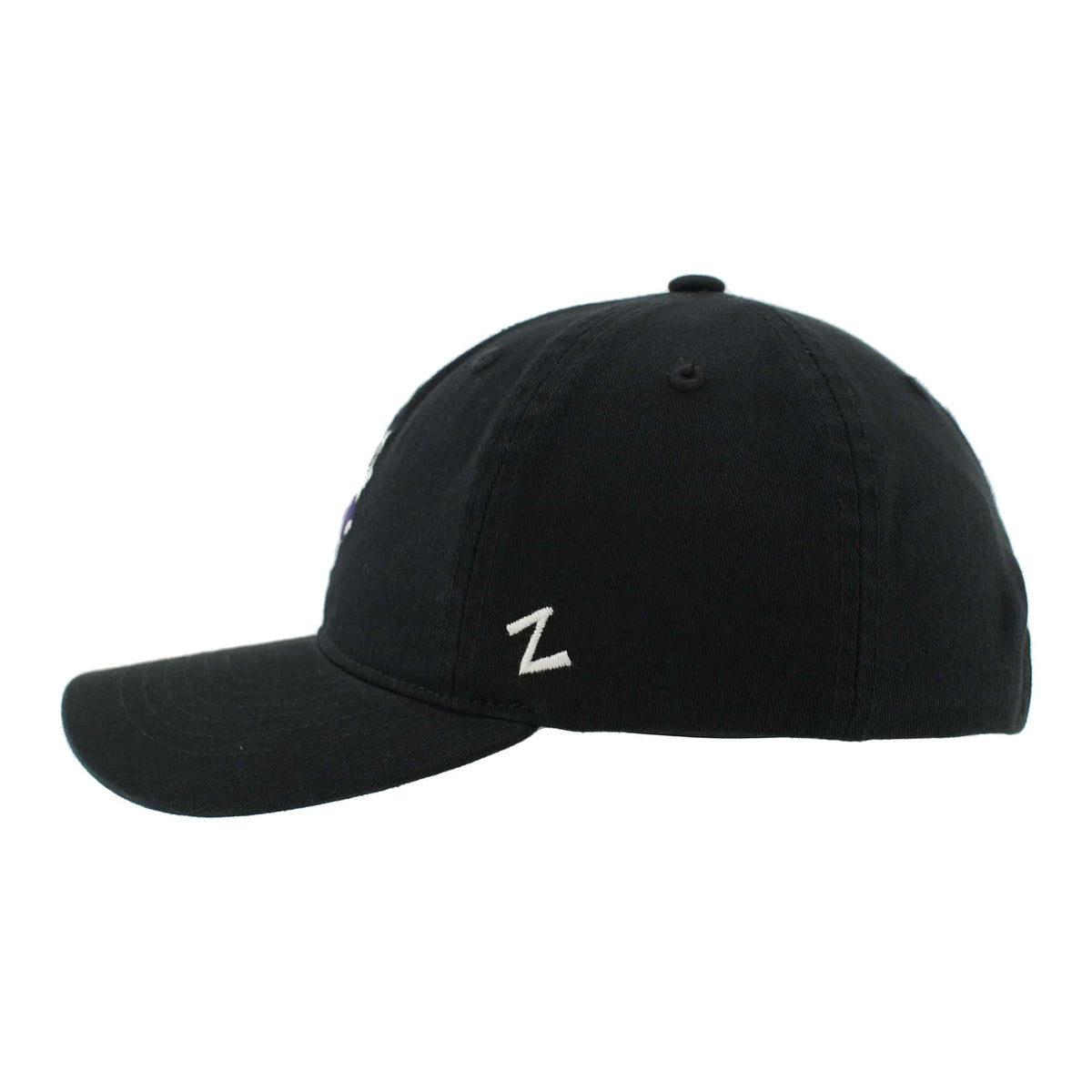 Northwestern University Wildcats Zephyr Unconstructed Adjustable Black Hat with Tokyodachi Willie the Wildcat Design