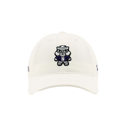 Northwestern University Wildcats Zephyr Unconstructed Adjustable White Hat with Tokyodachi Willie the Wildcat Design