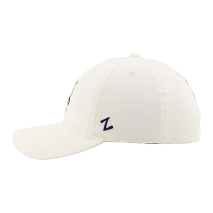 Northwestern University Wildcats Zephyr Unconstructed Adjustable White Hat with Tokyodachi Willie the Wildcat Design