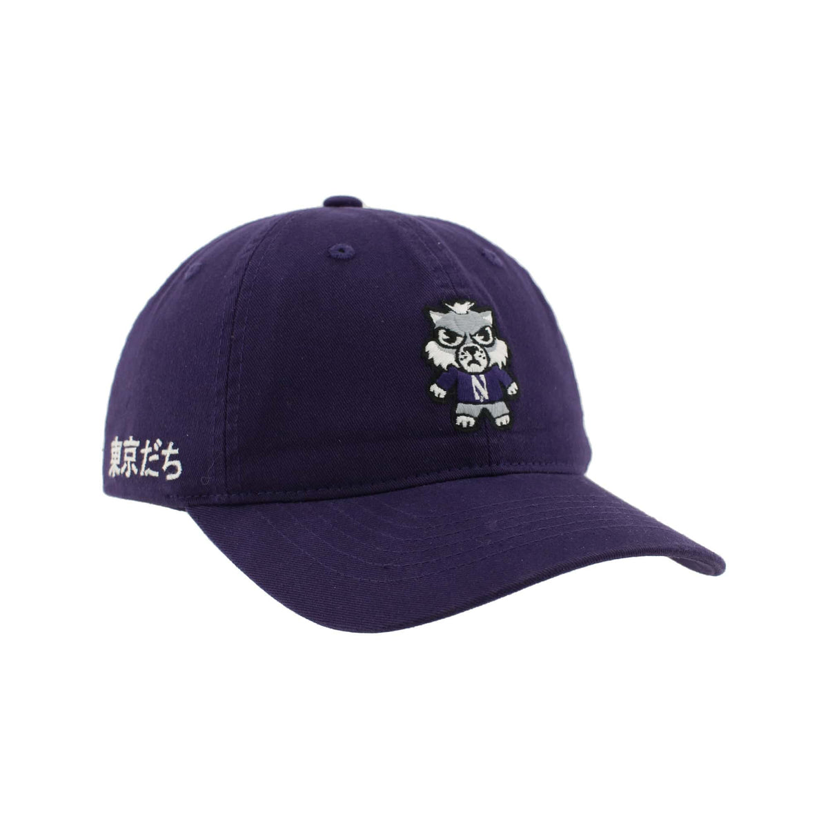 Northwestern University Wildcats Zephyr Unconstructed Adjustable Purple Hat with Tokyodachi Willie the Wildcat Design