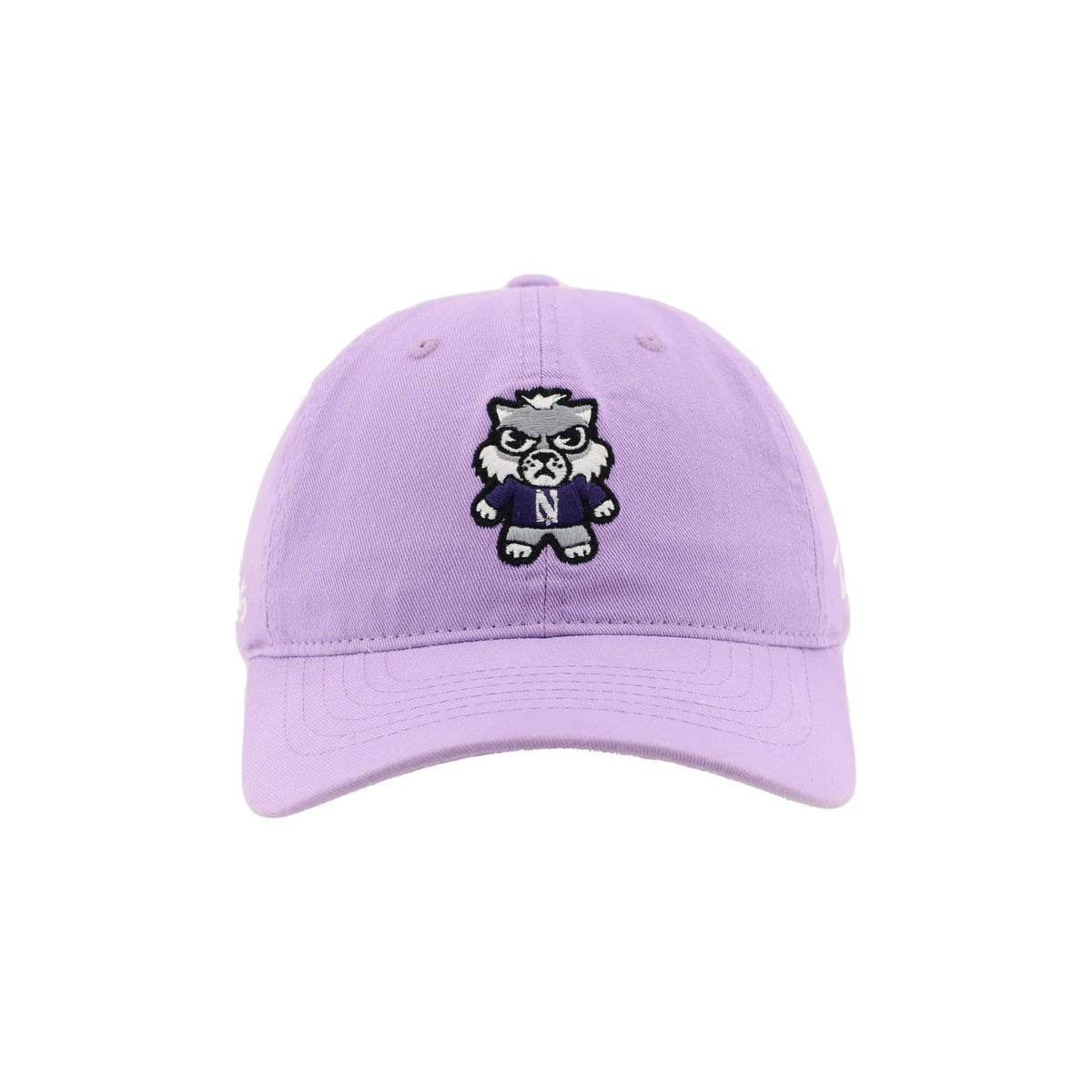 Northwestern University Wildcats Zephyr Unconstructed Adjustable Lilac Hat with Tokyodachi Willie the Wildcat Design