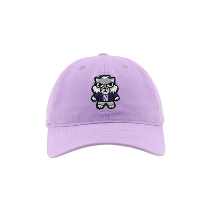 Northwestern University Wildcats Zephyr Unconstructed Adjustable Lilac Hat with Tokyodachi Willie the Wildcat Design