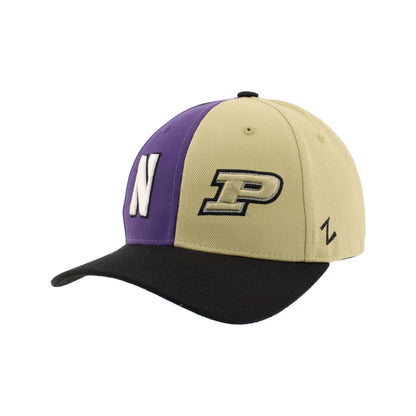 Northwestern University Wildcats House Divided Hat with Purdue Boilermakers-Back2