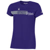 Northwestern University Wildcats Champion Ladies Purple Tee Shirt with Seam to Seam Distressed Design