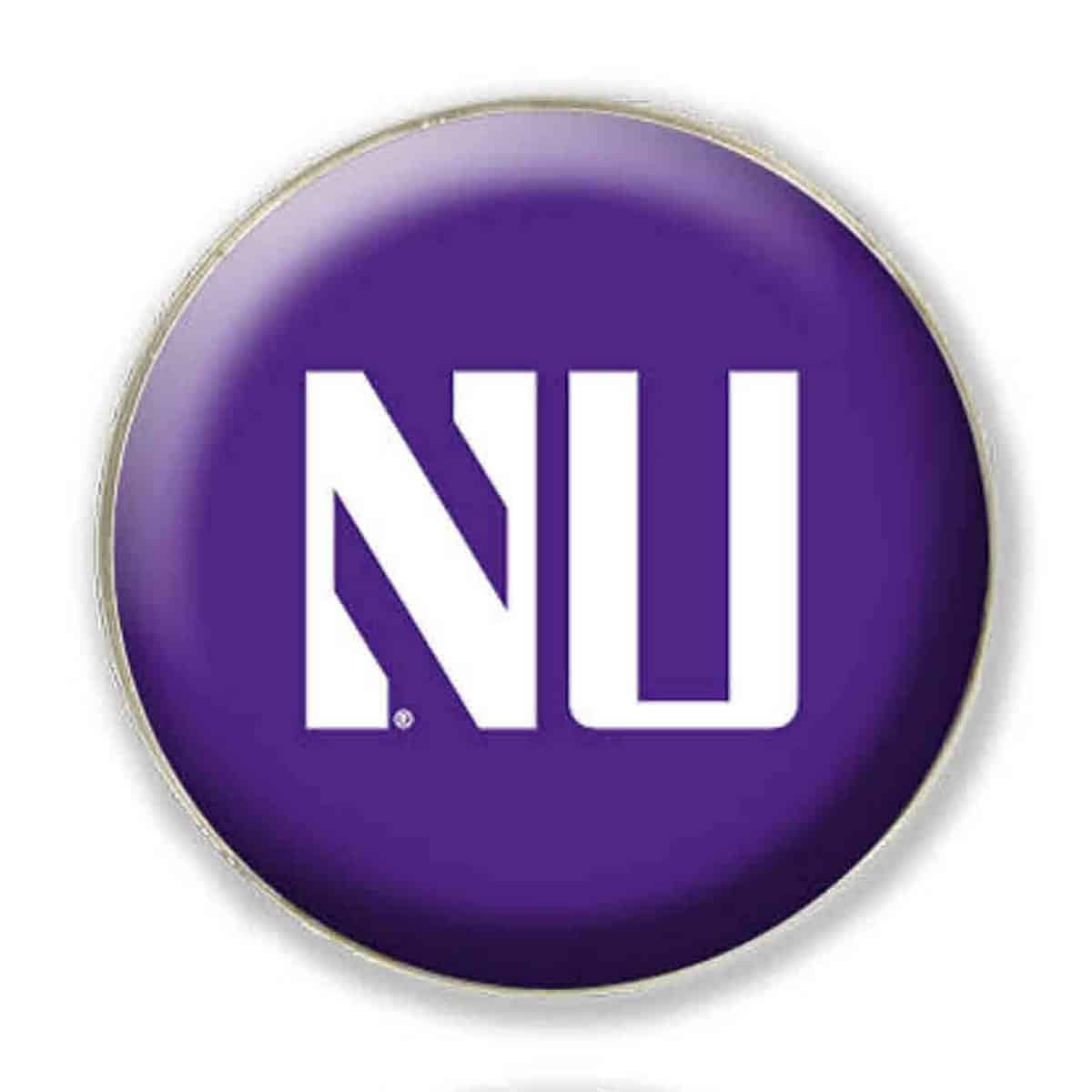 Northwestern University Wildcats 1.35" Purple Dome Fridge Magnet with Stylized NU Design