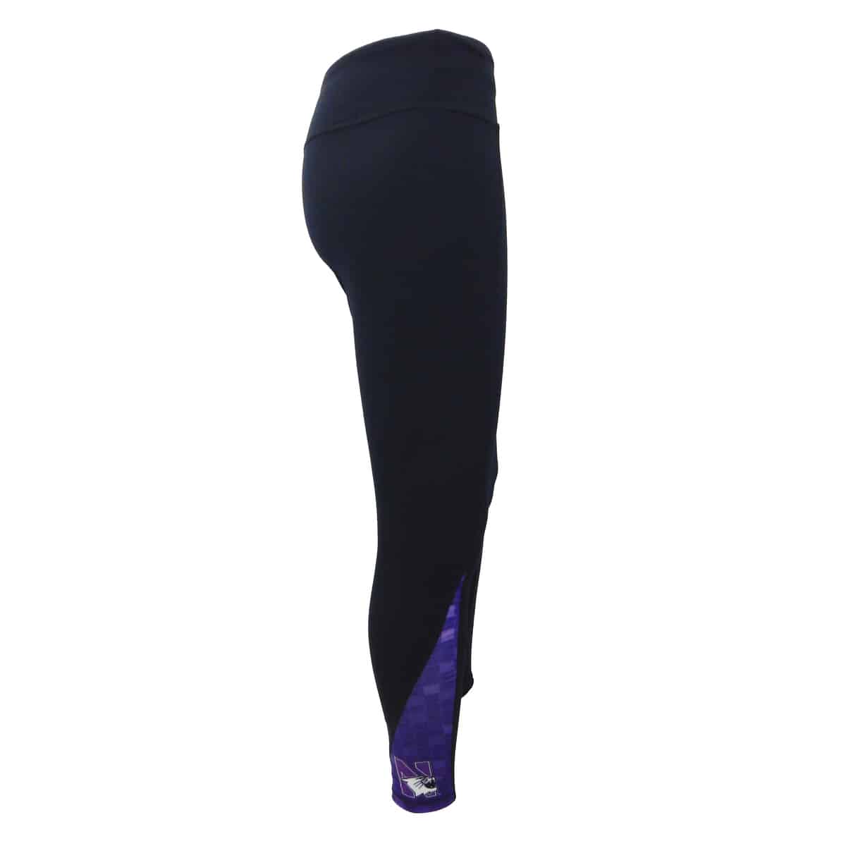Northwestern University Wildcats Ladies Black Leggings with Purple Accent
