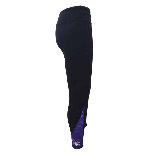 Northwestern University Wildcats Ladies Black Leggings with Purple Accent