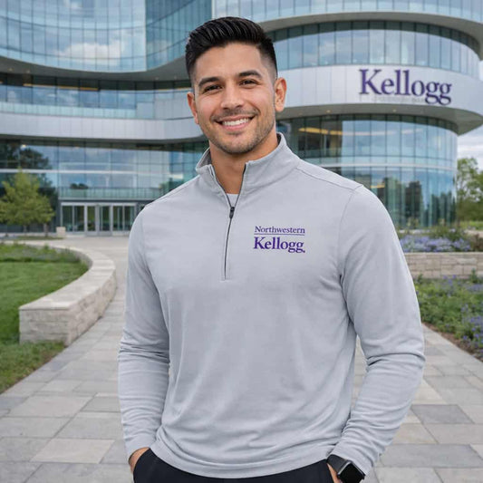 Northwestern I Kellogg Men's Antigua Skyscraper Intent 1/4 Zip Pullover