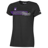 Northwestern University Wildcats Champion Ladies Black Tee Shirt with Seam to Seam Distressed Design