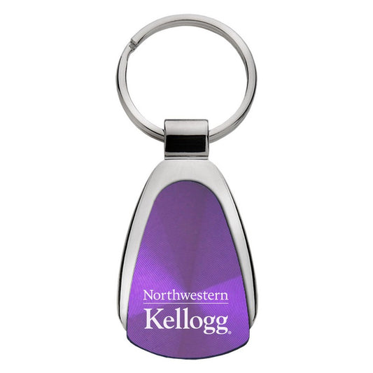 Northwestern University Wildcats Laser Engraved Purple Teardrop Key Chain with Kellogg Design