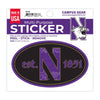 Northwestern University Wildcats Full Color Outside Application 3"X5" Oval Multi-Purpose Sticker Design #3 Gothic